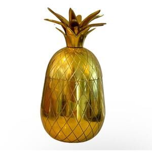 The Pineapple‎ Co Pineapple Cocktail Tumbler Brass Cup Lid Bar Cart Decor 8in”